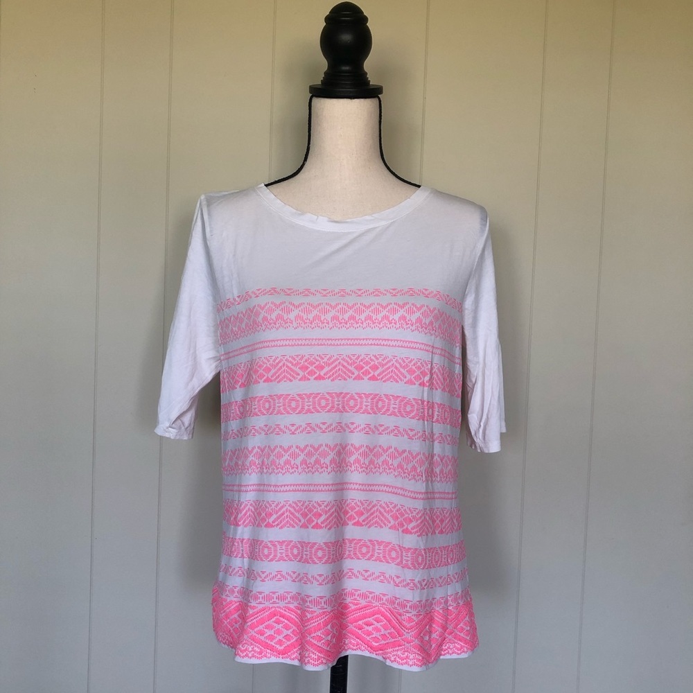 J Crew hot pink Aztec print top size medium
